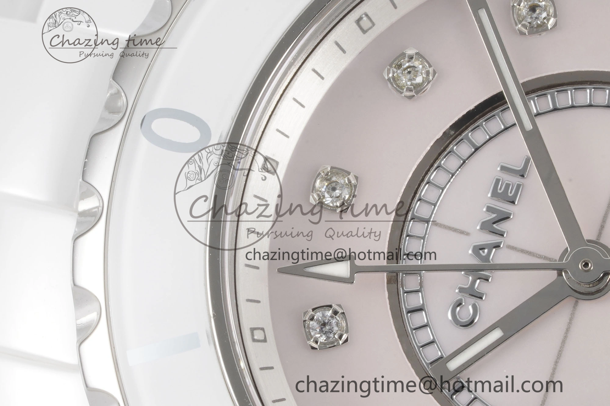 BestValue J13 33mm XF 1:1 Best Edition White Korea Ceramic Pink No Date Diamonds Dial on Bracelet Swiss Quartz 6459