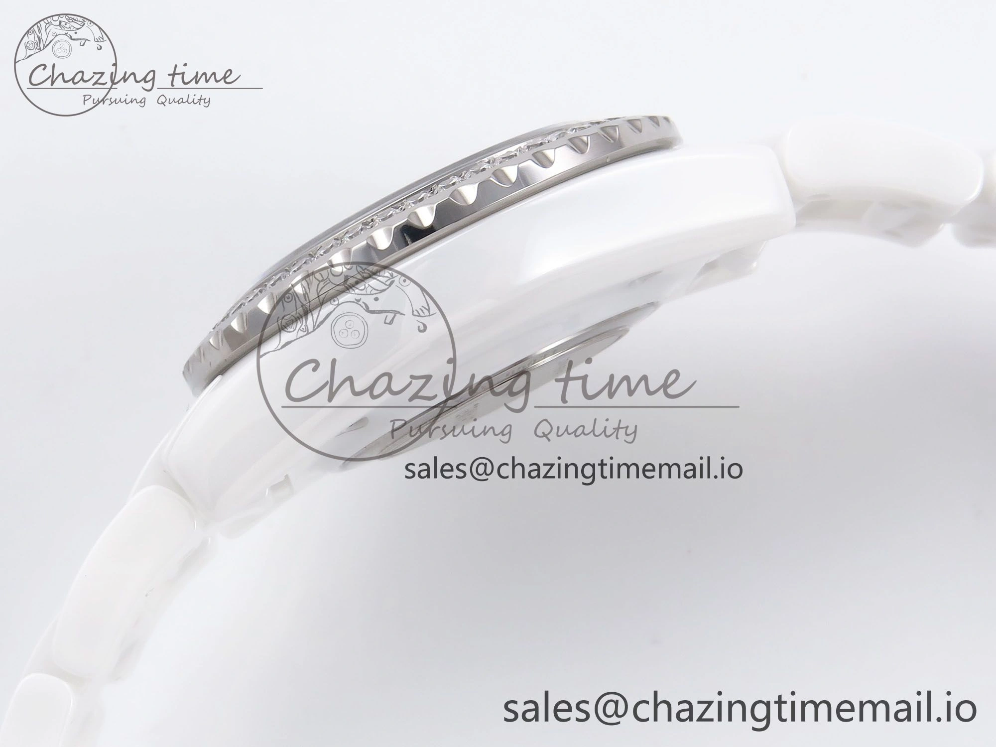 ZeroBulk J13 33mm XF 1:1 Best Edition White Korea Ceramic White Diamonds Dial Diamonds Bezel on Bracelet Swiss Quartz 6453
