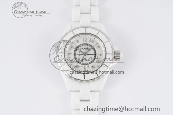 Colorful J13 33mm XF 1:1 Best Edition White Korea Ceramic White No Date Diamonds Dial on Bracelet Swiss Quartz 6462