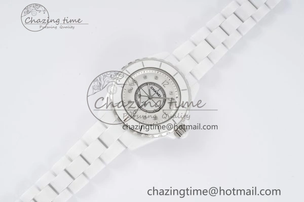 Colorful J13 33mm XF 1:1 Best Edition White Korea Ceramic White No Date Diamonds Dial on Bracelet Swiss Quartz 6462