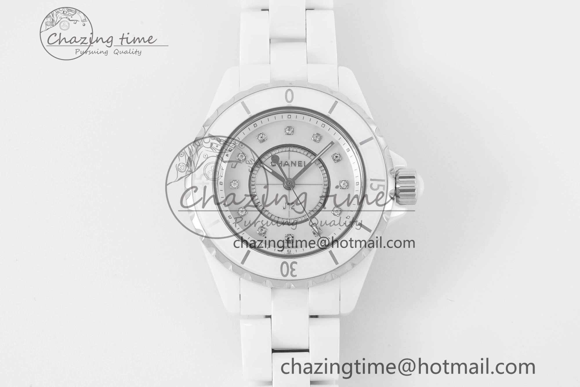 Bright J13 33mm XF 1:1 Best Edition White Korea Ceramic White No Date Diamonds Dial on Bracelet Swiss Quartz 6461