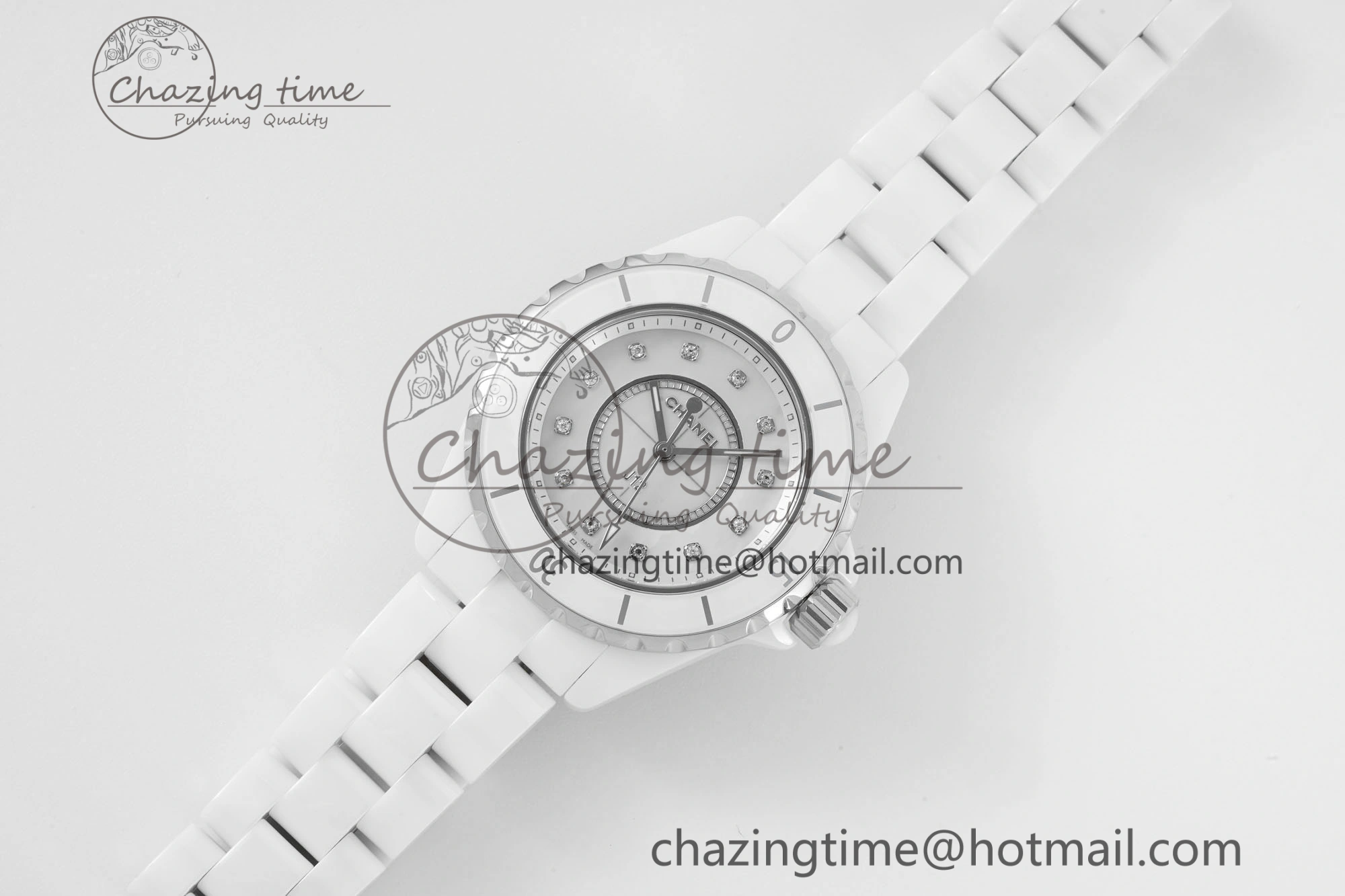 Bright J13 33mm XF 1:1 Best Edition White Korea Ceramic White No Date Diamonds Dial on Bracelet Swiss Quartz 6461
