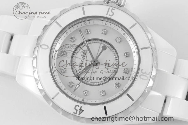 Bright J13 33mm XF 1:1 Best Edition White Korea Ceramic White No Date Diamonds Dial on Bracelet Swiss Quartz 6461