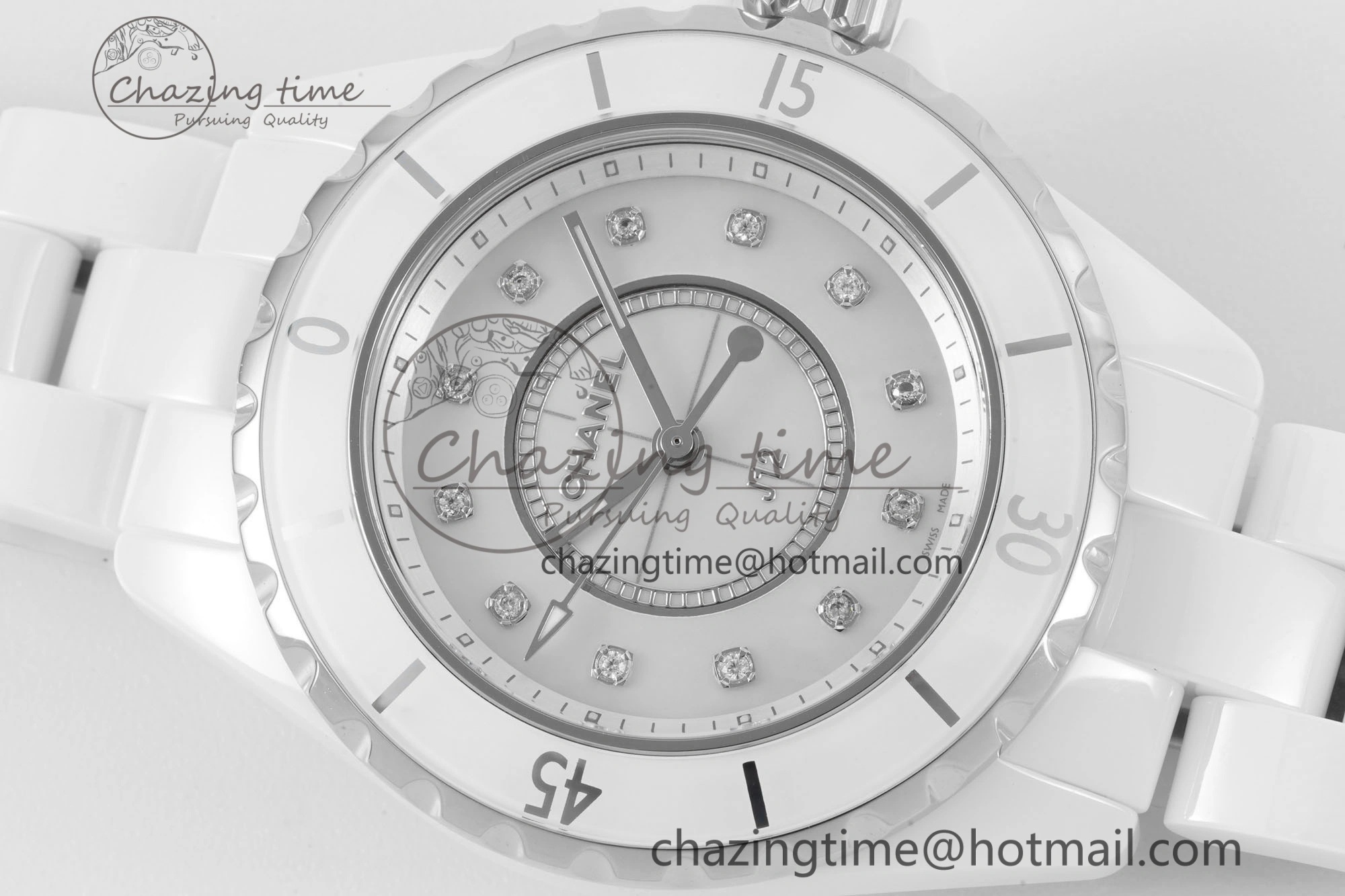 Bright J13 33mm XF 1:1 Best Edition White Korea Ceramic White No Date Diamonds Dial on Bracelet Swiss Quartz 6461