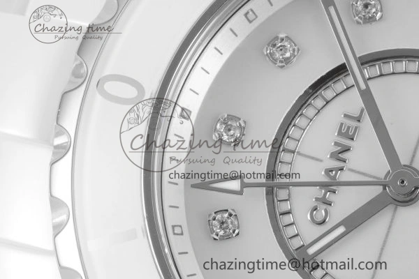 Bright J13 33mm XF 1:1 Best Edition White Korea Ceramic White No Date Diamonds Dial on Bracelet Swiss Quartz 6461