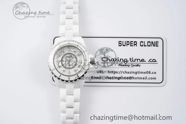 Colorful J13 33mm XF 1:1 Best Edition White Korea Ceramic White No Date Diamonds Dial on Bracelet Swiss Quartz 6462