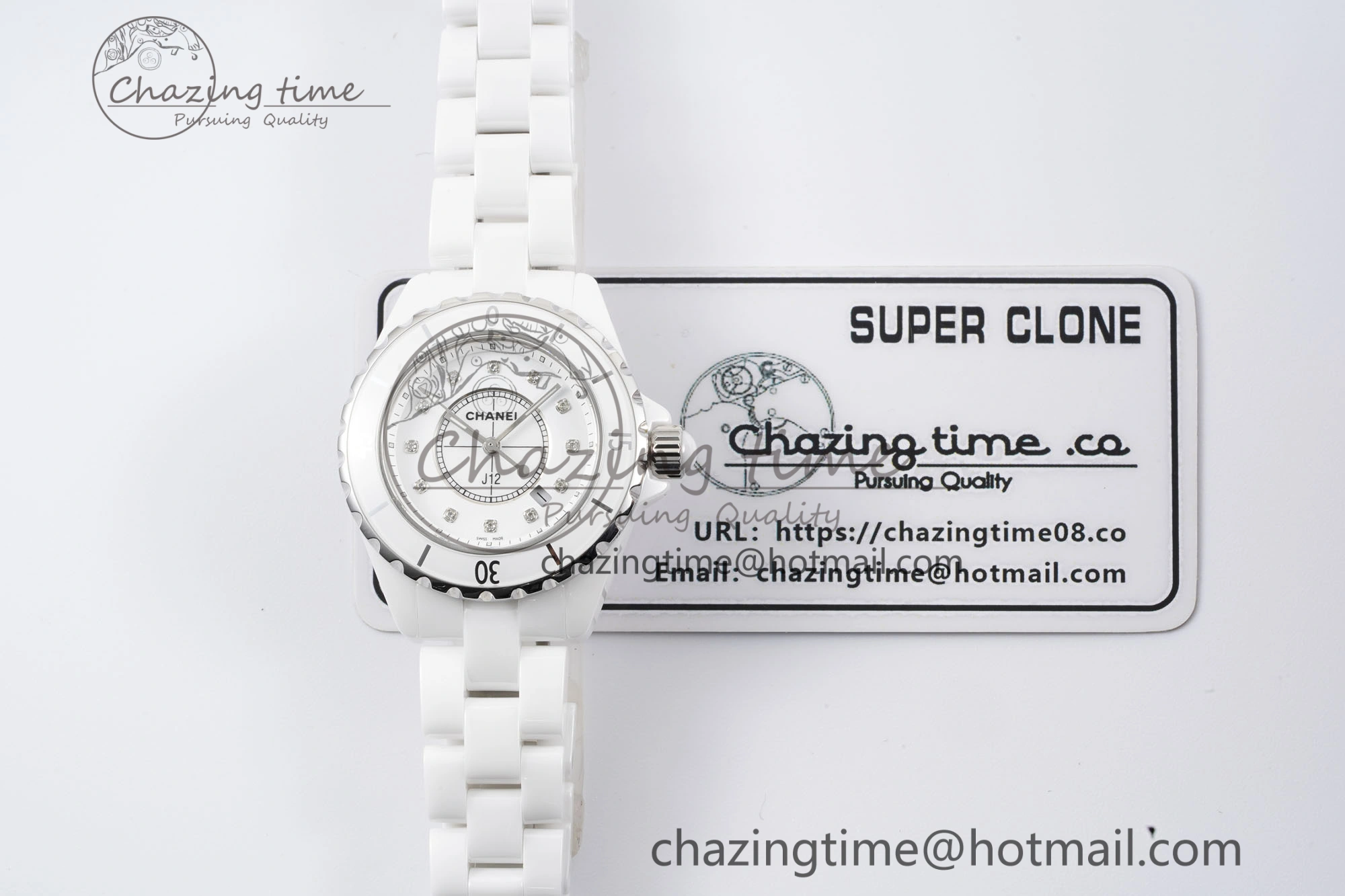 Bright J13 33mm XF 1:1 Best Edition White Korea Ceramic White No Date Diamonds Dial on Bracelet Swiss Quartz 6461