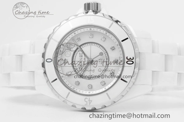 Bright J13 33mm XF 1:1 Best Edition White Korea Ceramic White No Date Diamonds Dial on Bracelet Swiss Quartz 6461