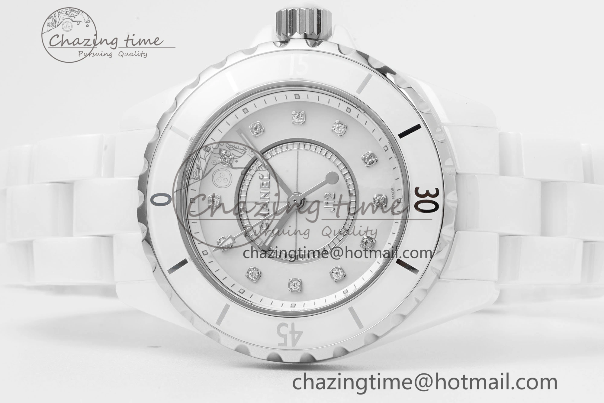 Bright J13 33mm XF 1:1 Best Edition White Korea Ceramic White No Date Diamonds Dial on Bracelet Swiss Quartz 6461