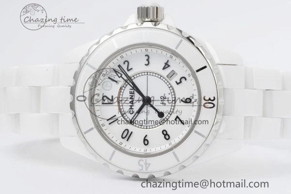 Practical J13 33mm XF 1:1 Best Edition White Korea Ceramic White Numeral Dial on Bracelet Swiss Quartz 6460
