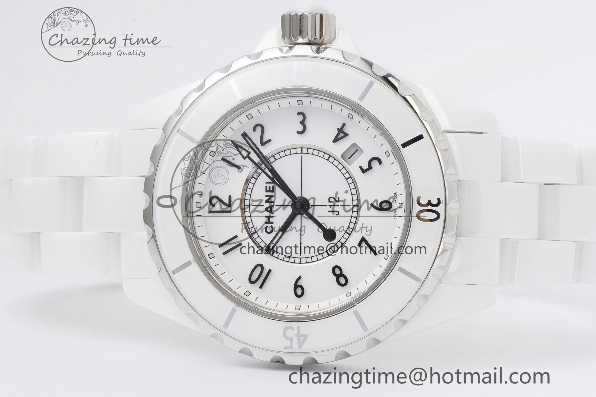 Practical J13 33mm XF 1:1 Best Edition White Korea Ceramic White Numeral Dial on Bracelet Swiss Quartz 6460