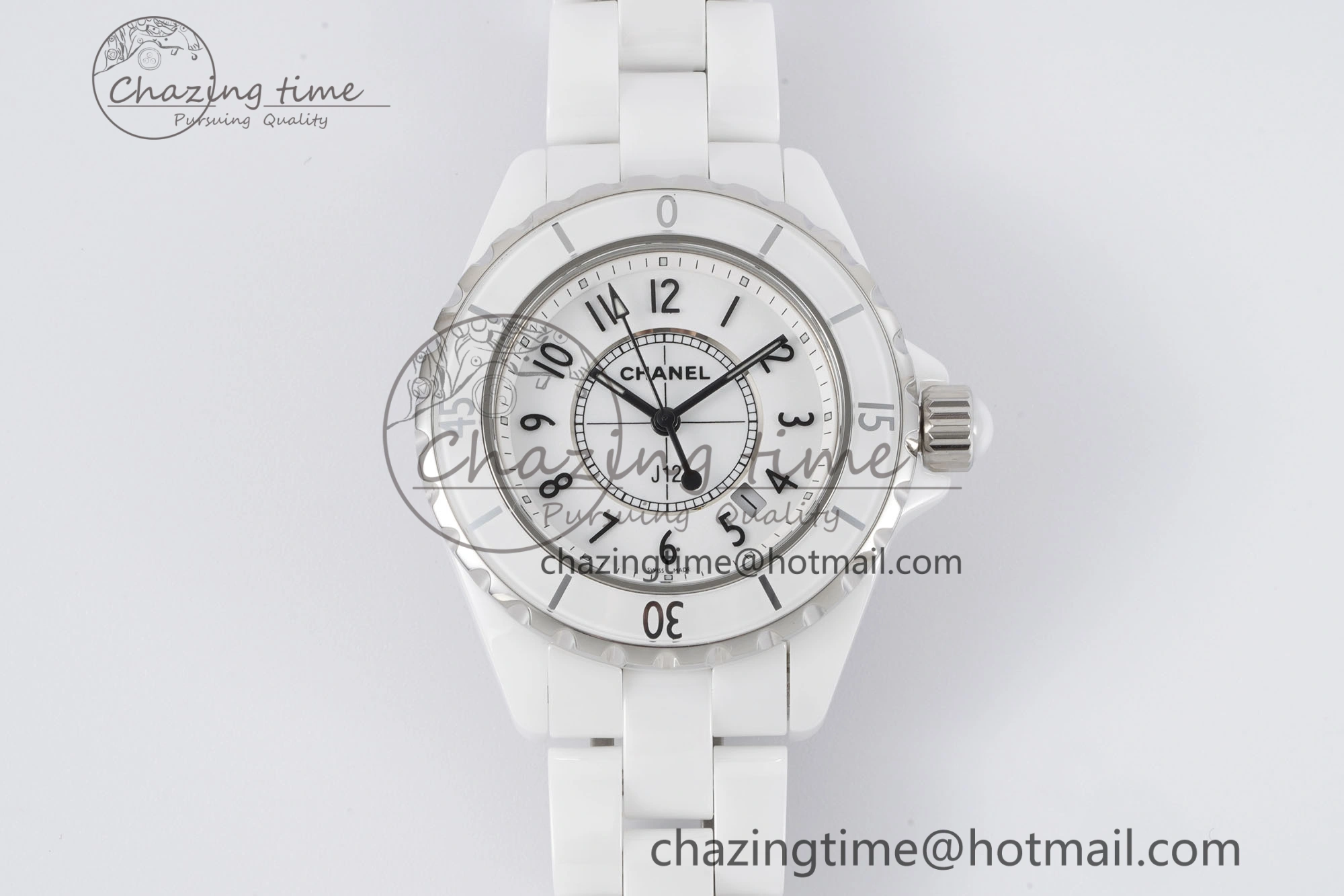 Practical J13 33mm XF 1:1 Best Edition White Korea Ceramic White Numeral Dial on Bracelet Swiss Quartz 6460