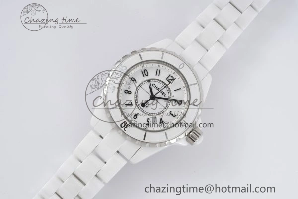 Practical J13 33mm XF 1:1 Best Edition White Korea Ceramic White Numeral Dial on Bracelet Swiss Quartz 6460