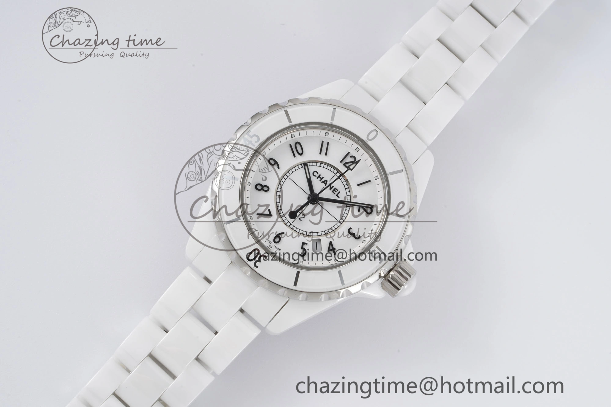 Practical J13 33mm XF 1:1 Best Edition White Korea Ceramic White Numeral Dial on Bracelet Swiss Quartz 6460