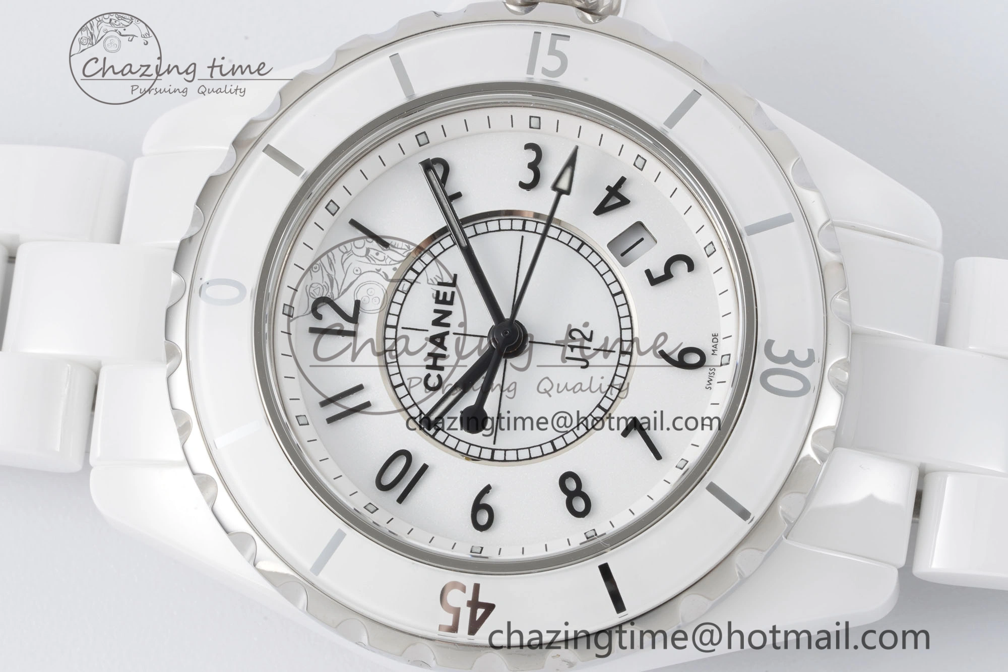 Practical J13 33mm XF 1:1 Best Edition White Korea Ceramic White Numeral Dial on Bracelet Swiss Quartz 6460