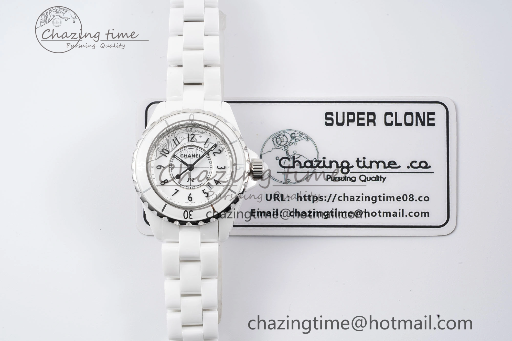 Practical J13 33mm XF 1:1 Best Edition White Korea Ceramic White Numeral Dial on Bracelet Swiss Quartz 6460