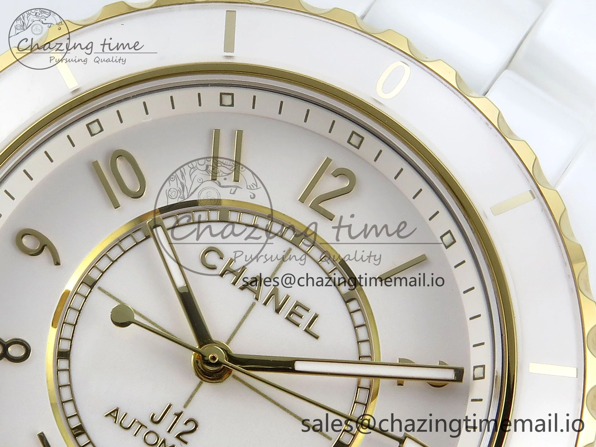 J13 33mm YG White Ceramic HTF 1:1 Best Edition White YG Dial on Bracelet A12. Elegant 6436