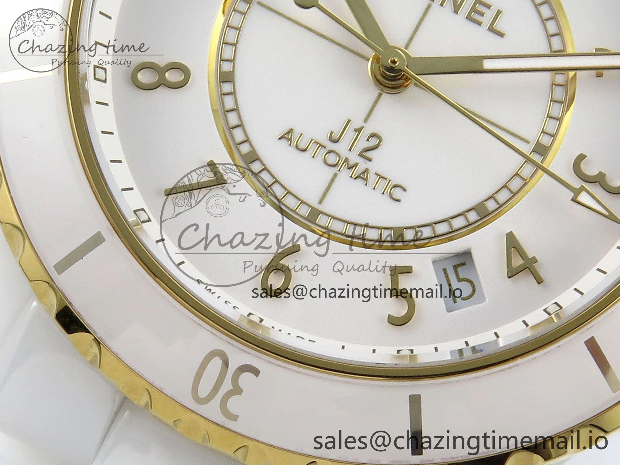 J13 33mm YG White Ceramic HTF 1:1 Best Edition White YG Dial on Bracelet A12. Elegant 6436