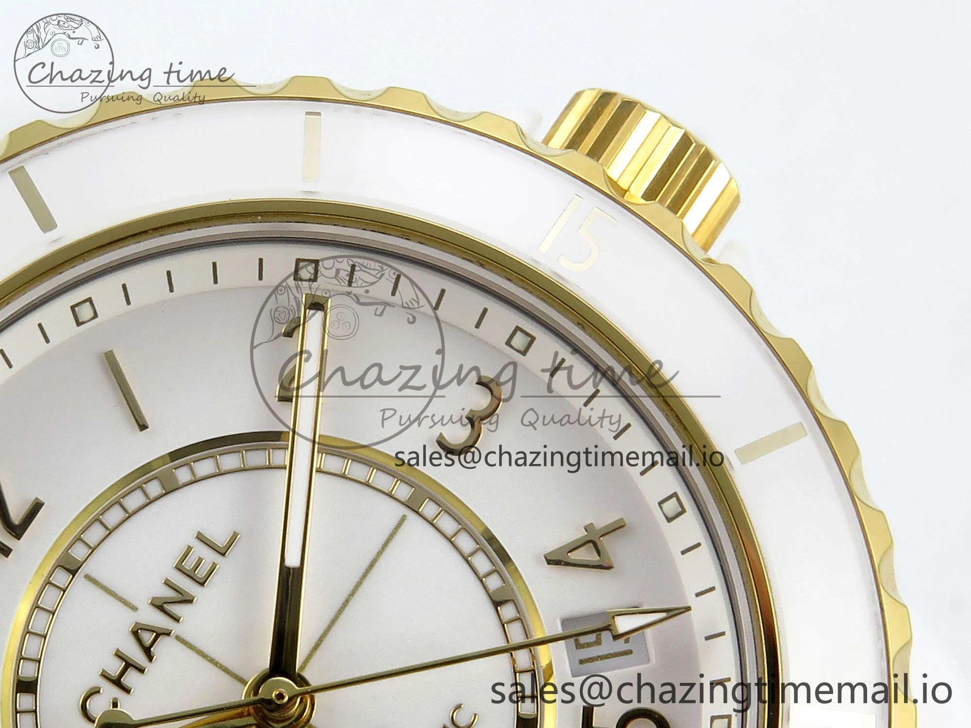 J13 33mm YG White Ceramic HTF 1:1 Best Edition White YG Dial on Bracelet A12. Elegant 6436