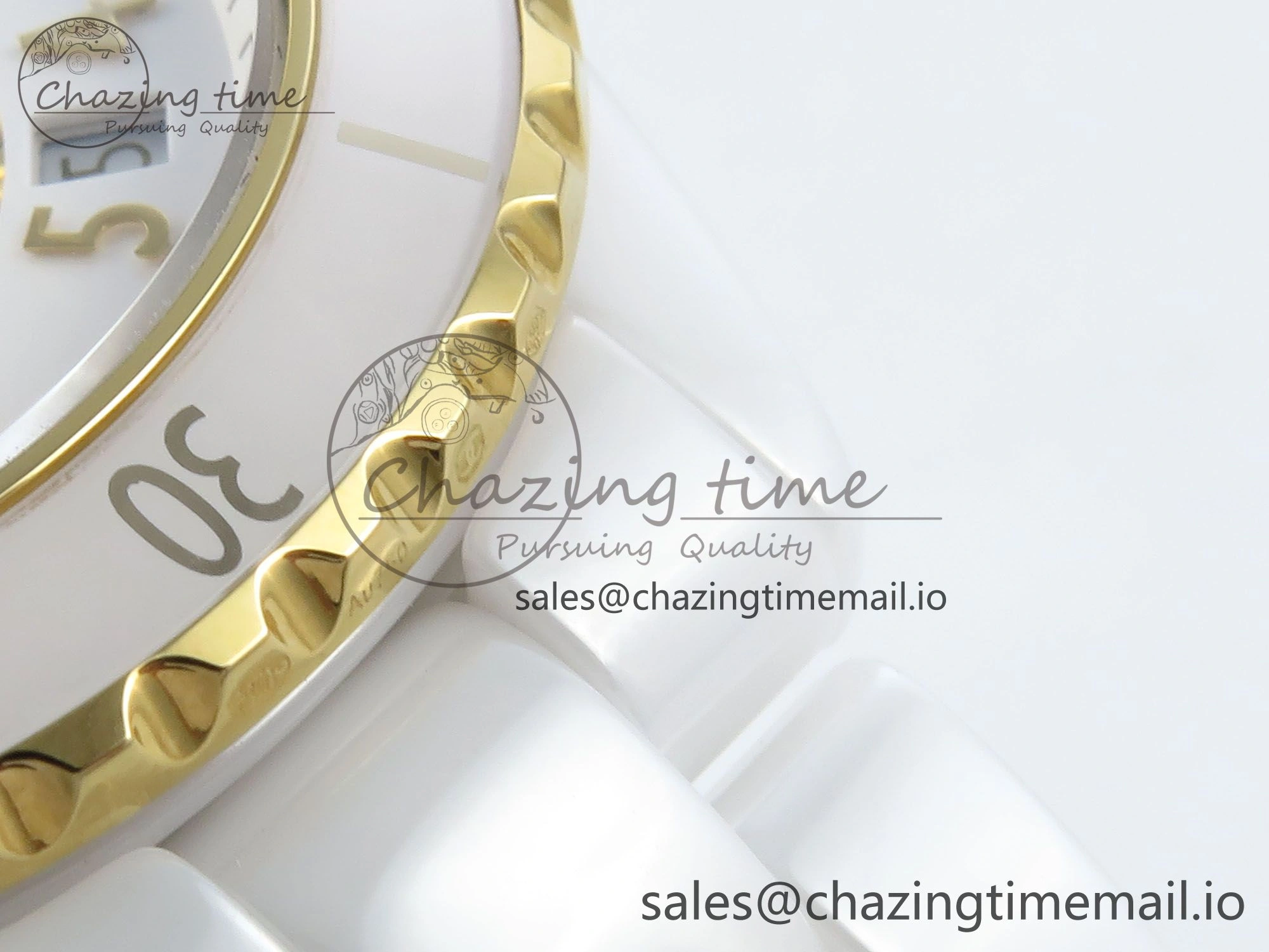 J13 33mm YG White Ceramic HTF 1:1 Best Edition White YG Dial on Bracelet A12. Elegant 6436