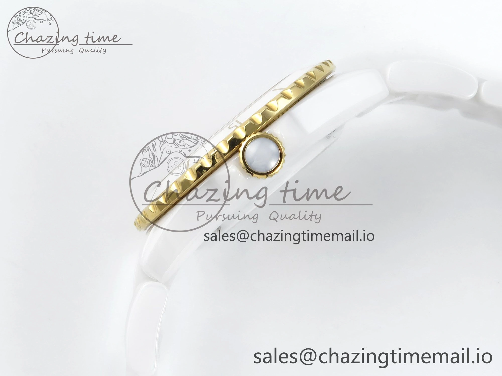 J13 33mm YG White Ceramic HTF 1:1 Best Edition White YG Dial on Bracelet A12. Elegant 6436