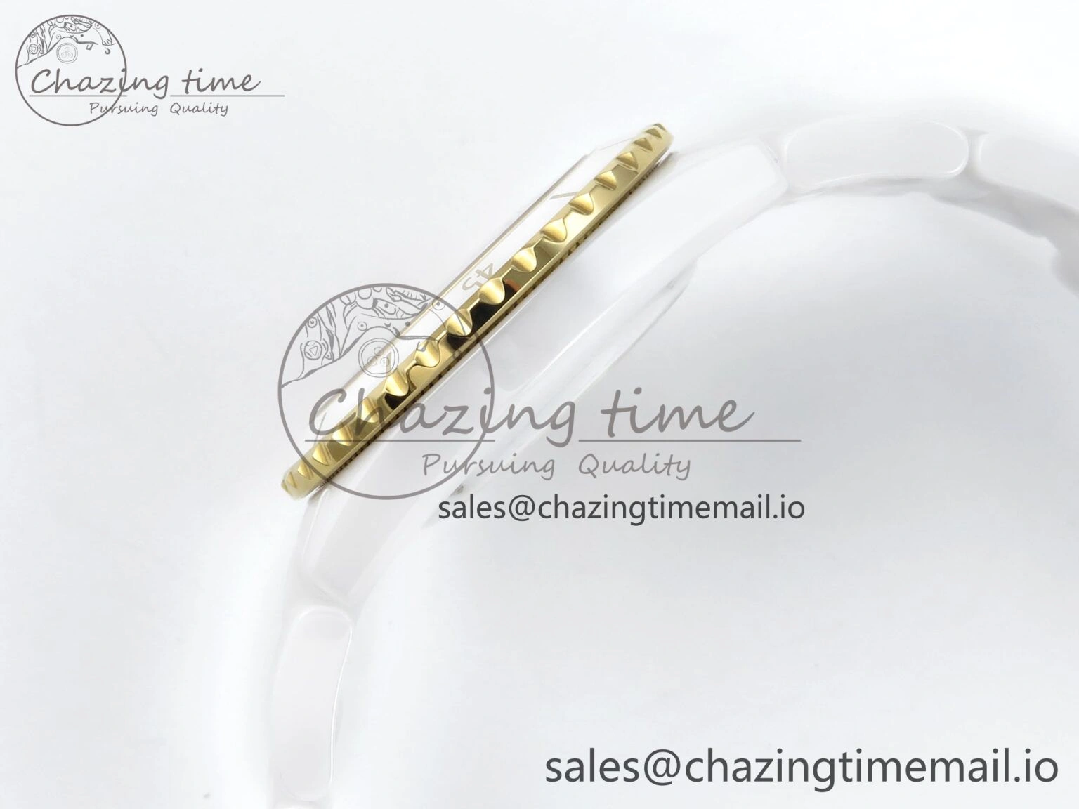 J13 33mm YG White Ceramic HTF 1:1 Best Edition White YG Dial on Bracelet A12. Elegant 6436