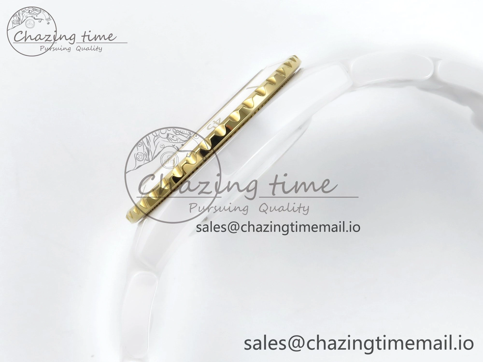 J13 33mm YG White Ceramic HTF 1:1 Best Edition White YG Dial on Bracelet A12. Elegant 6436
