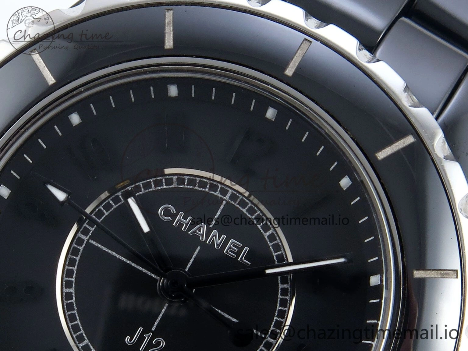 GoAnywhere J13 38mm Black Ceramic HTF 1:1 Best Edition Black Dial on Bracelet Swiss Quartz 6441