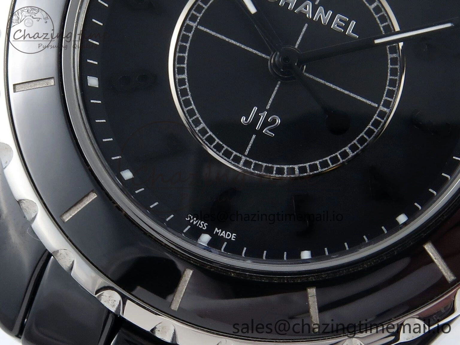 GoAnywhere J13 38mm Black Ceramic HTF 1:1 Best Edition Black Dial on Bracelet Swiss Quartz 6441