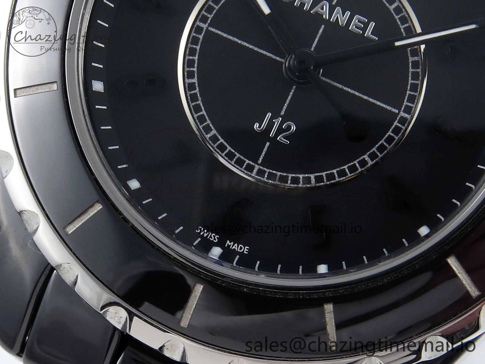 GoAnywhere J13 38mm Black Ceramic HTF 1:1 Best Edition Black Dial on Bracelet Swiss Quartz 6441