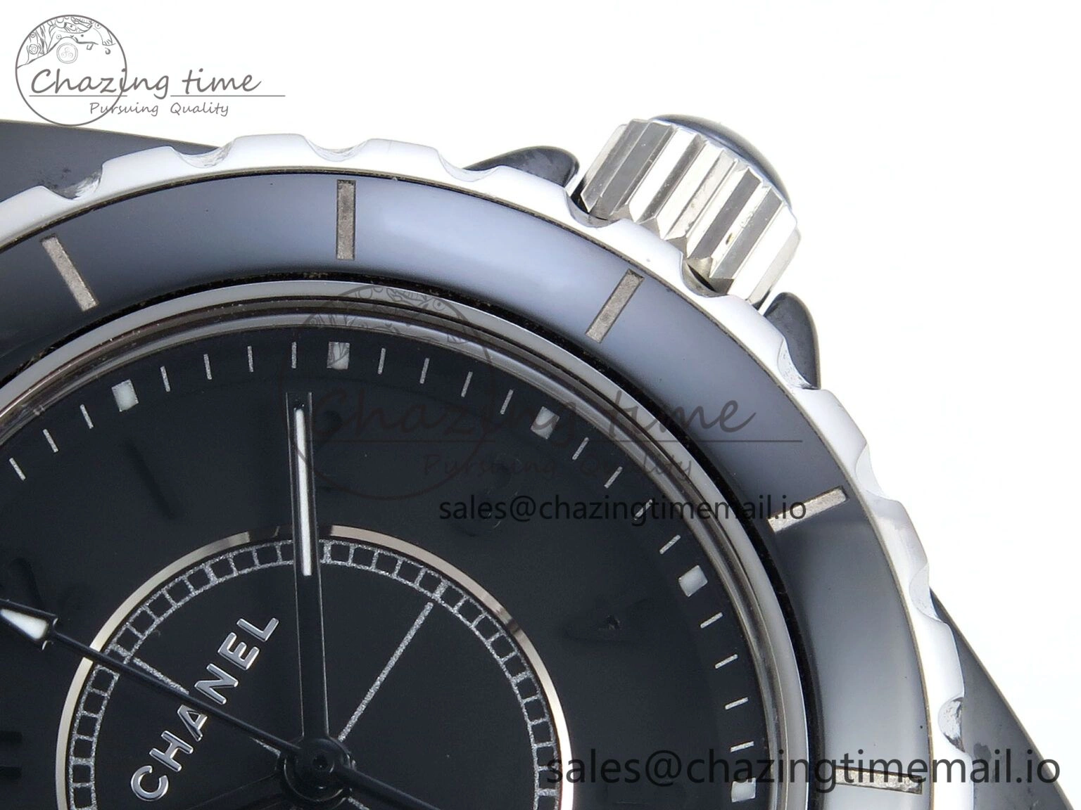 GoAnywhere J13 38mm Black Ceramic HTF 1:1 Best Edition Black Dial on Bracelet Swiss Quartz 6441