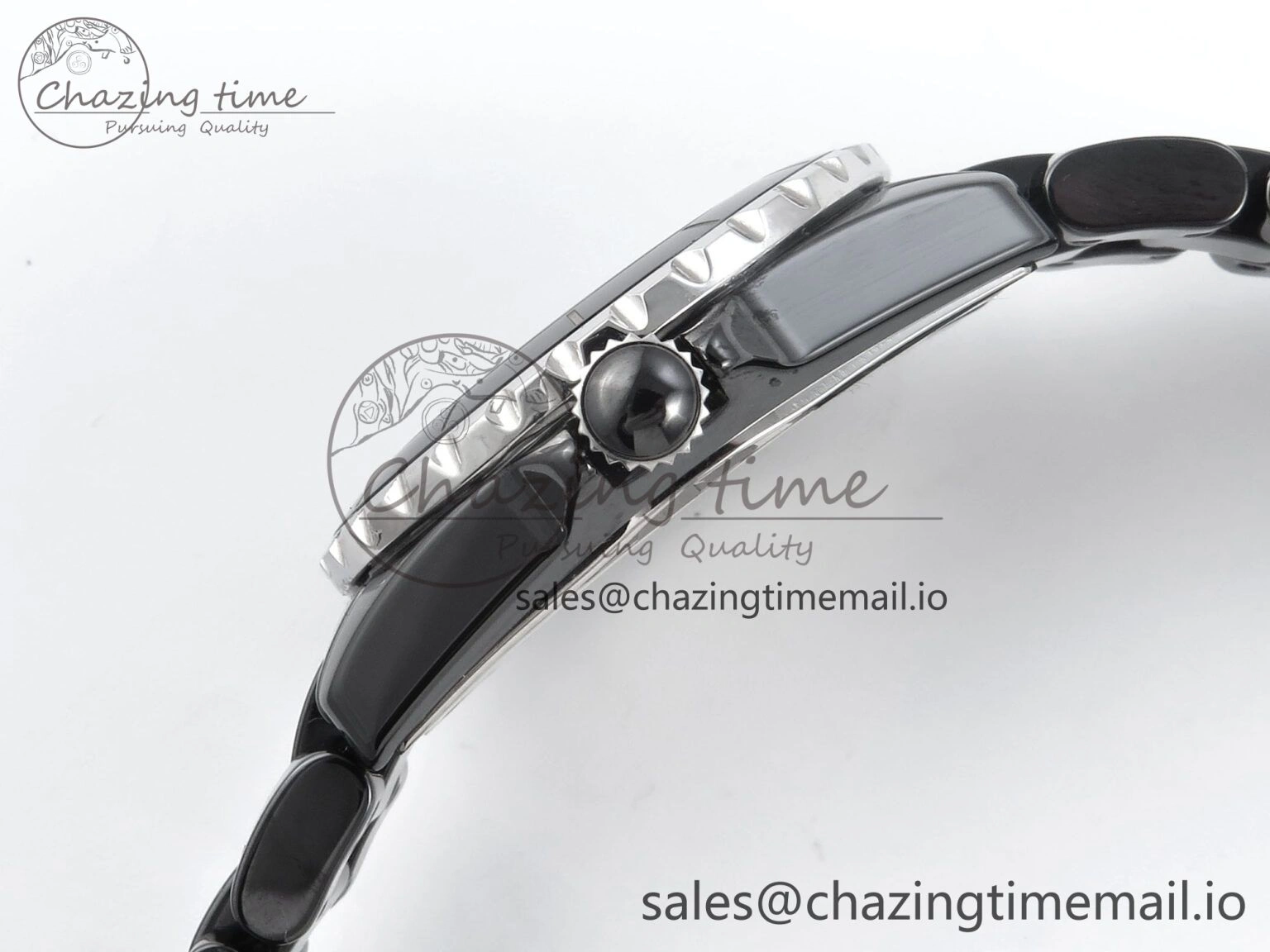 GoAnywhere J13 38mm Black Ceramic HTF 1:1 Best Edition Black Dial on Bracelet Swiss Quartz 6441