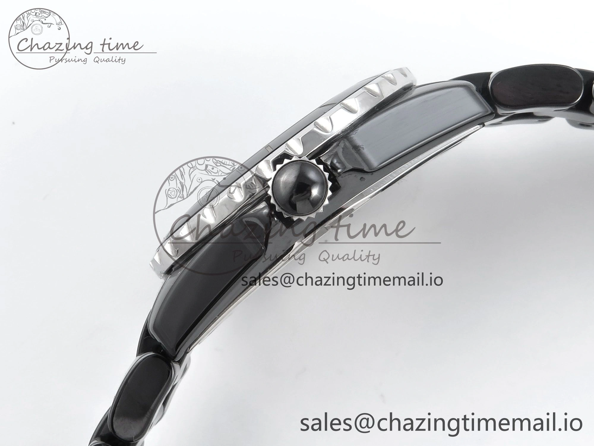 GoAnywhere J13 38mm Black Ceramic HTF 1:1 Best Edition Black Dial on Bracelet Swiss Quartz 6441