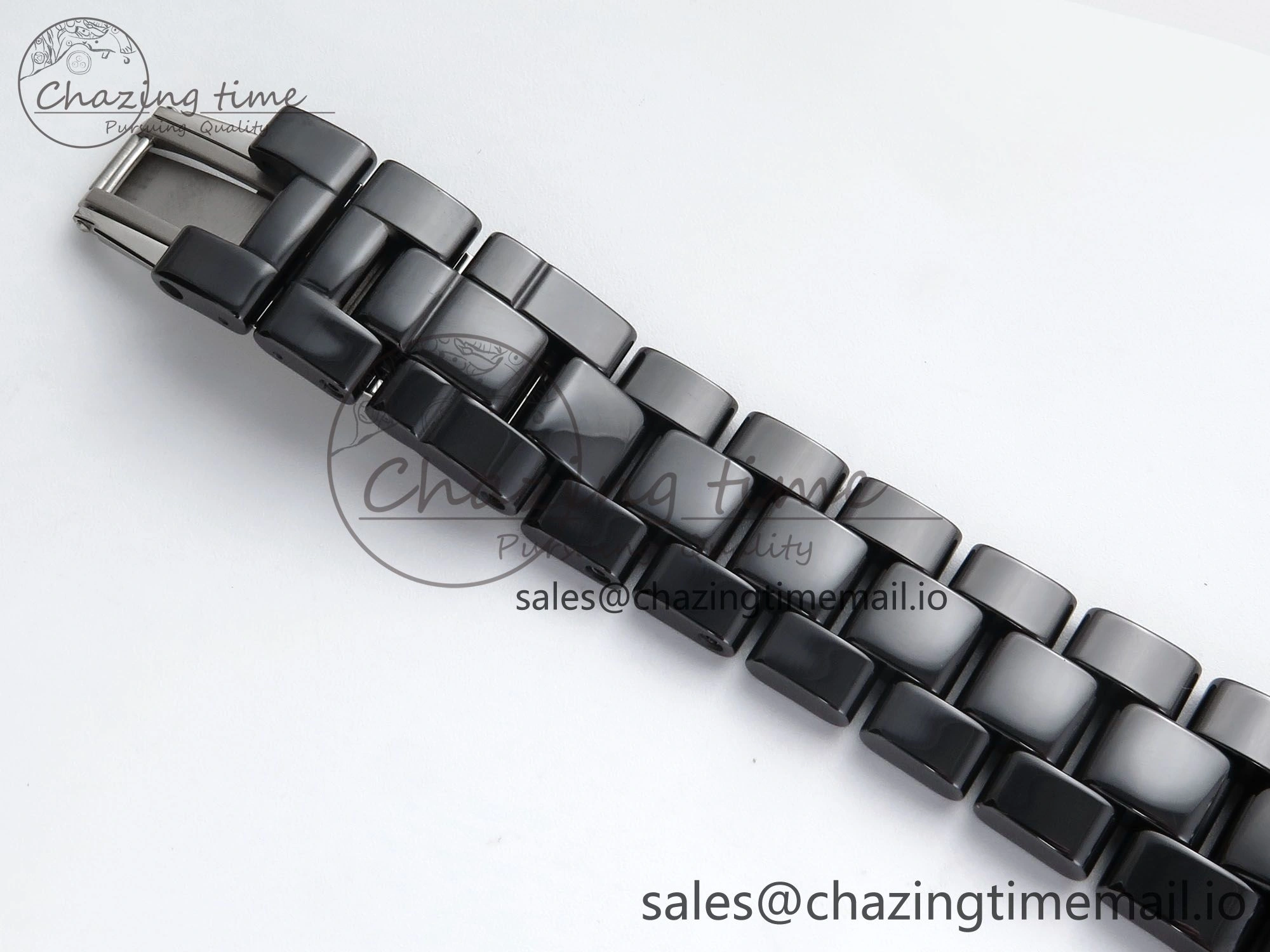J13 38mm Black Ceramic HTF 1:1 Best Edition Black Numbers Dial on Bracelet A WrinkleFree 6438