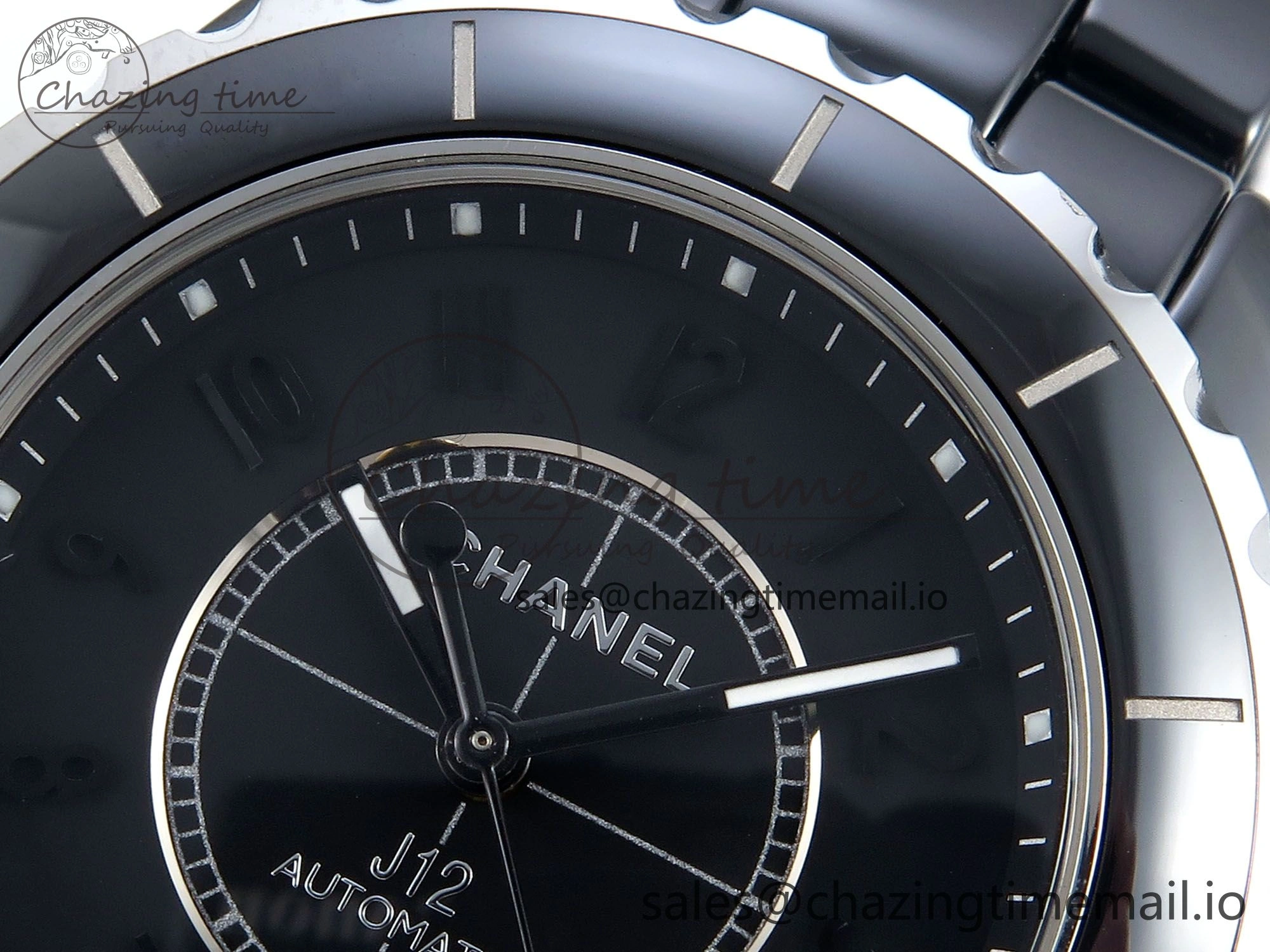 J13 38mm Black Ceramic HTF 1:1 Best Edition Black Numbers Dial on Bracelet A WrinkleFree 6438