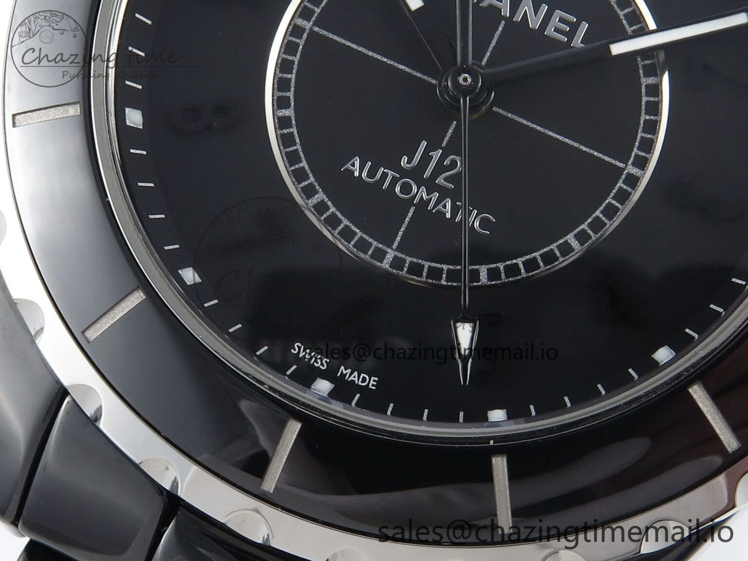 J13 38mm Black Ceramic HTF 1:1 Best Edition Black Numbers Dial on Bracelet A WrinkleFree 6438