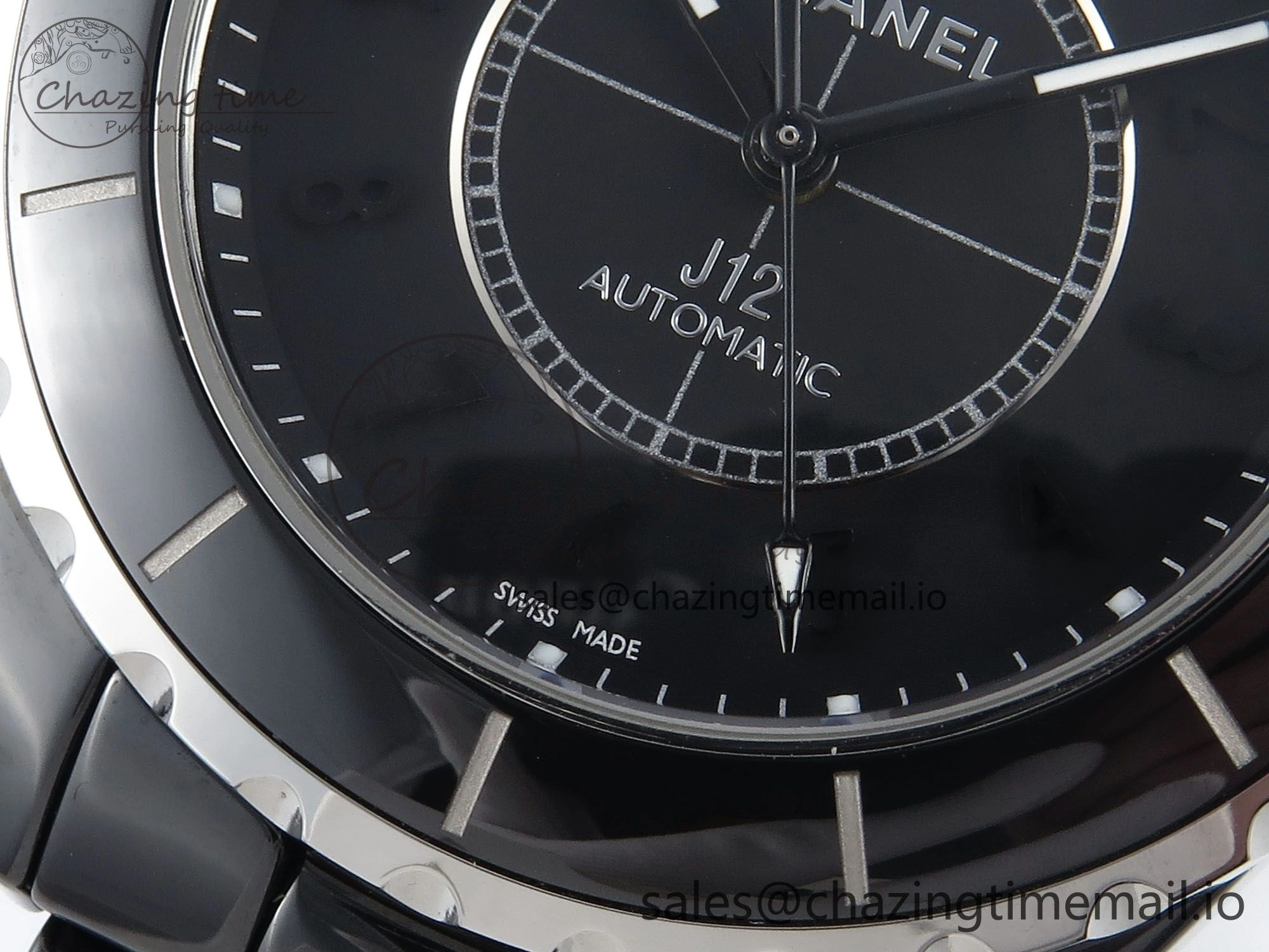 J13 38mm Black Ceramic HTF 1:1 Best Edition Black Numbers Dial on Bracelet A WrinkleFree 6438