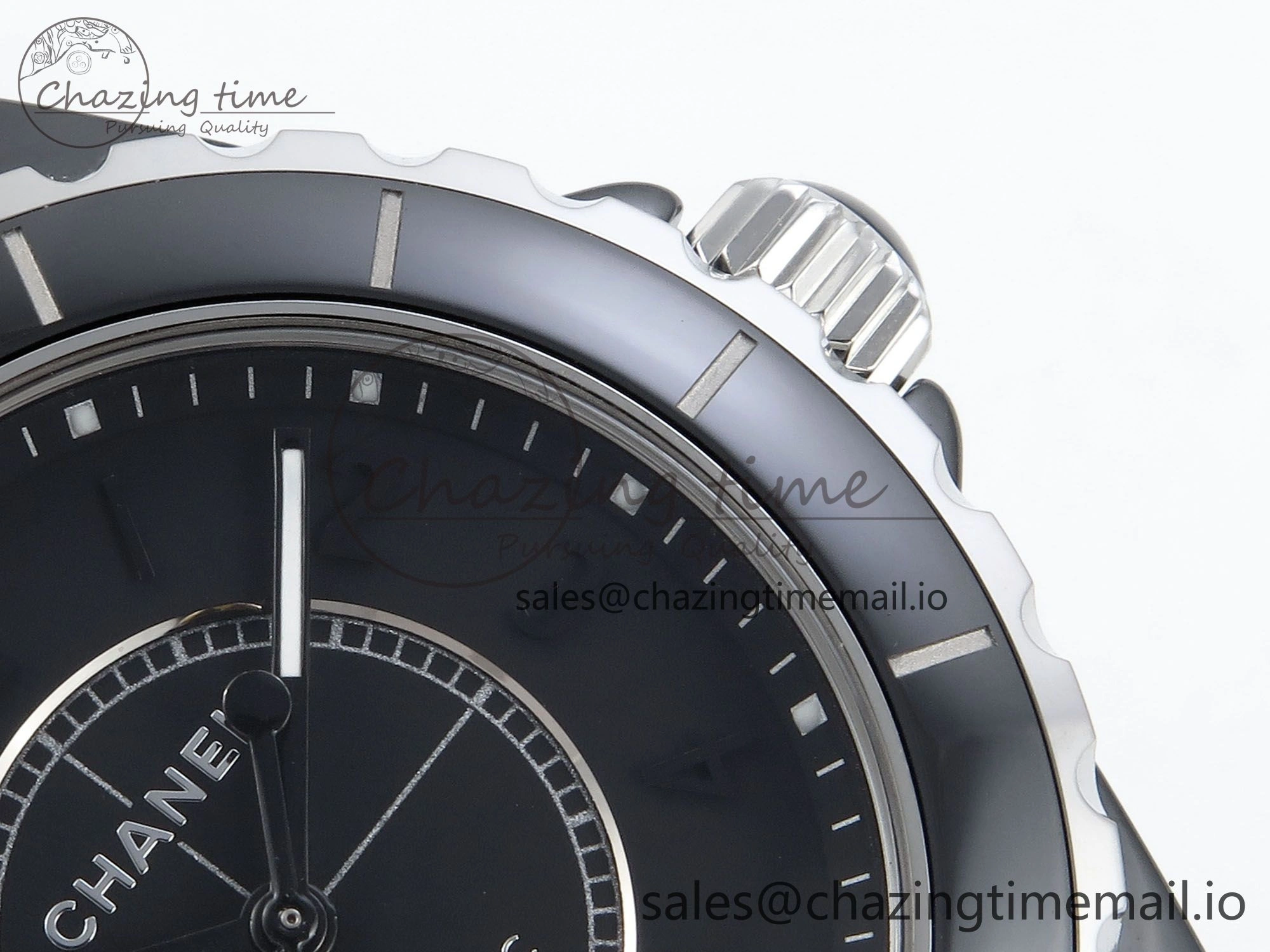 J13 38mm Black Ceramic HTF 1:1 Best Edition Black Numbers Dial on Bracelet A WrinkleFree 6438