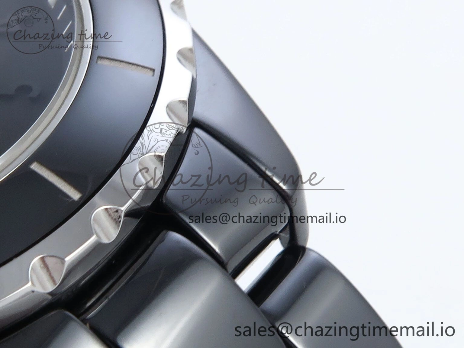 J13 38mm Black Ceramic HTF 1:1 Best Edition Black Numbers Dial on Bracelet A WrinkleFree 6438