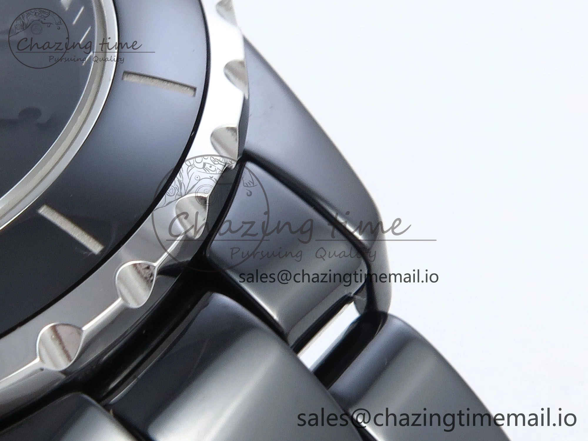 J13 38mm Black Ceramic HTF 1:1 Best Edition Black Numbers Dial on Bracelet A WrinkleFree 6438