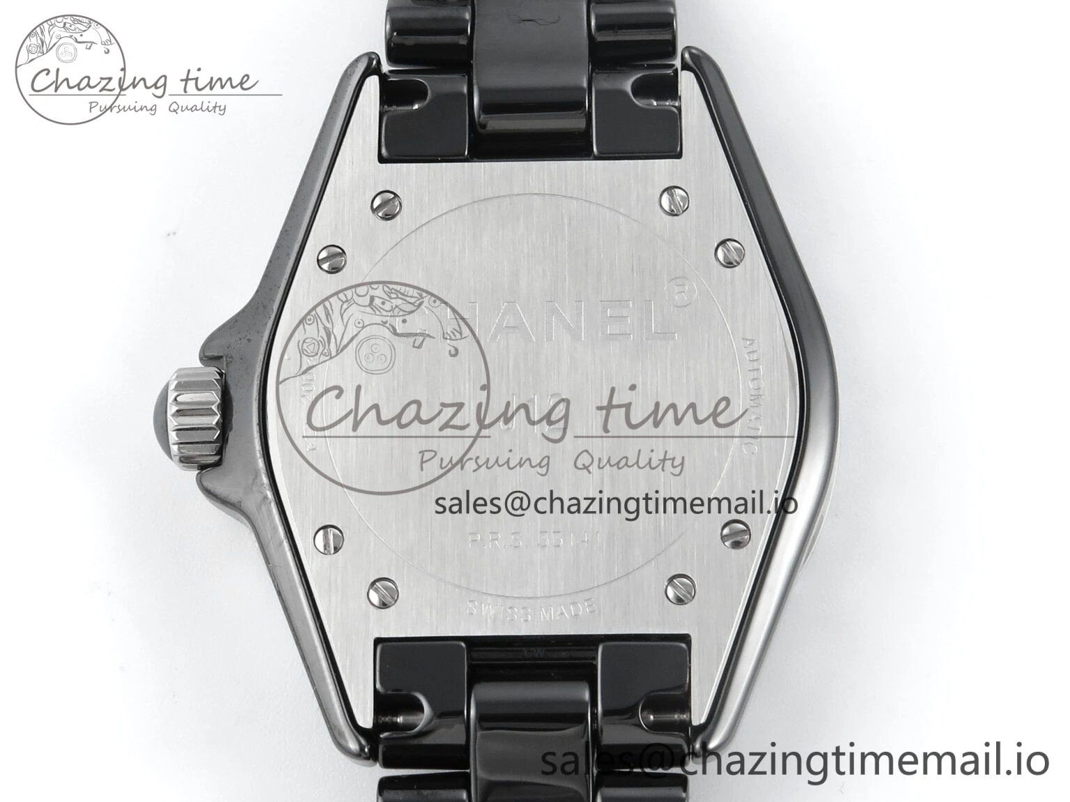 J13 38mm Black Ceramic HTF 1:1 Best Edition Black Numbers Dial on Bracelet A WrinkleFree 6438