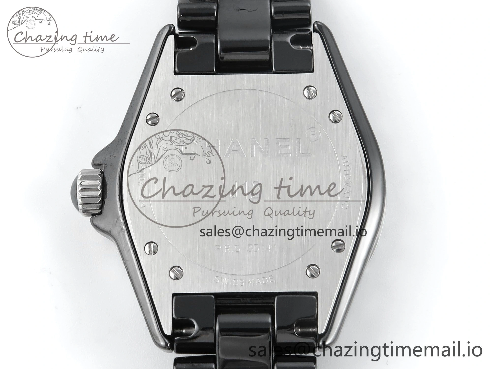 J13 38mm Black Ceramic HTF 1:1 Best Edition Black Numbers Dial on Bracelet A WrinkleFree 6438