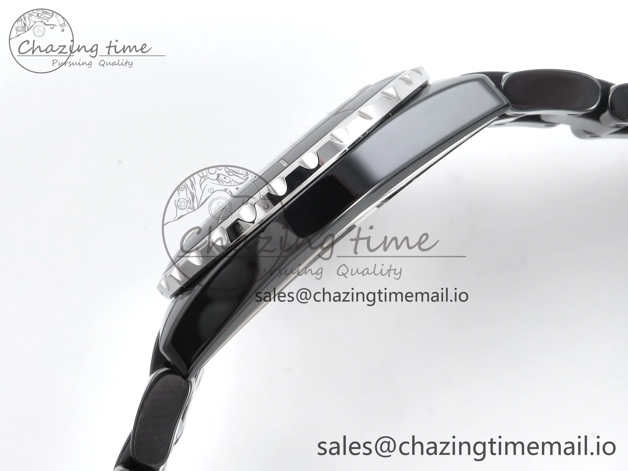 J13 38mm Black Ceramic HTF 1:1 Best Edition Black Numbers Dial on Bracelet A WrinkleFree 6438