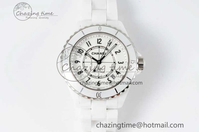 J13 38mm H5700 HTF 1:1 Best Edition White Ceramic Numeral Markers Dial on Bracelet Calibre 12. Soft 6466