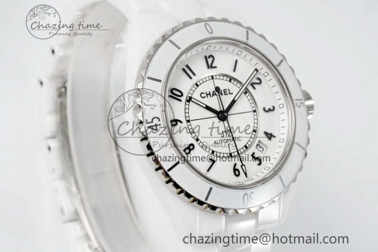 J13 38mm H5700 HTF 1:1 Best Edition White Ceramic Numeral Markers Dial on Bracelet Calibre 12. Soft 6466