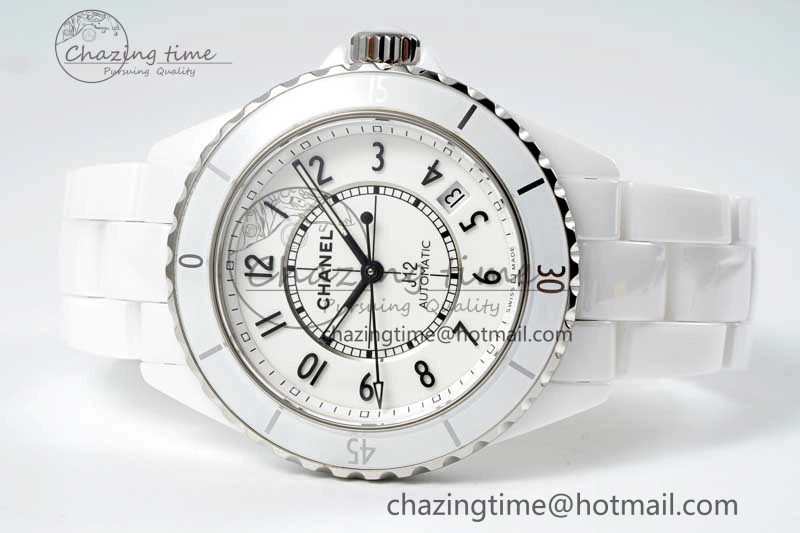 J13 38mm H5700 HTF 1:1 Best Edition White Ceramic Numeral Markers Dial on Bracelet Calibre 12. Soft 6466