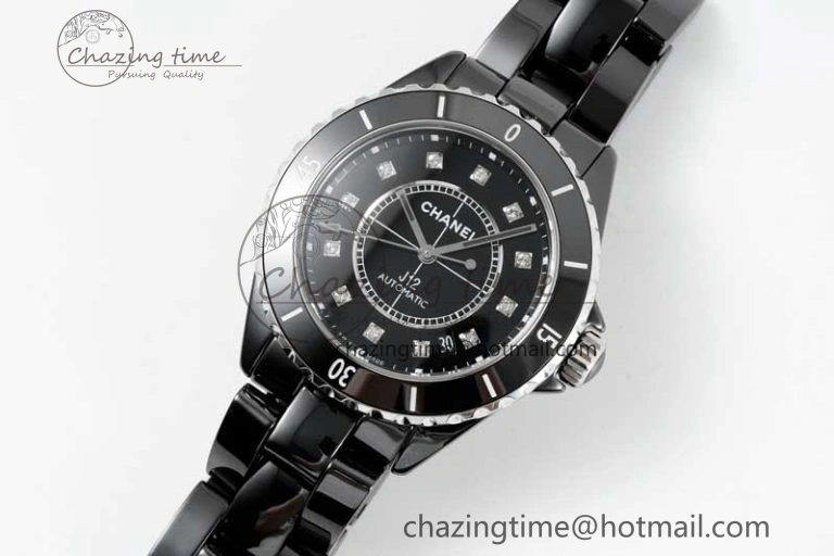 Colorful J13 38mm H5702 HTF 1:1 Best Edition Black Korea Ceramic Diamonds Markers Dial on Bracelet Calibre 12. 6468
