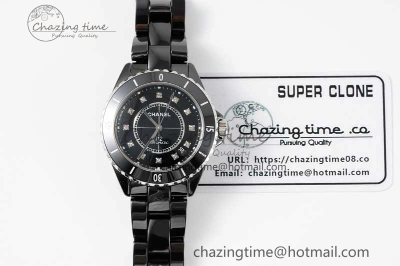 Colorful J13 38mm H5702 HTF 1:1 Best Edition Black Korea Ceramic Diamonds Markers Dial on Bracelet Calibre 12. 6468