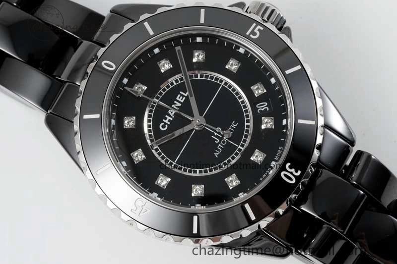 Colorful J13 38mm H5702 HTF 1:1 Best Edition Black Korea Ceramic Diamonds Markers Dial on Bracelet Calibre 12. 6468