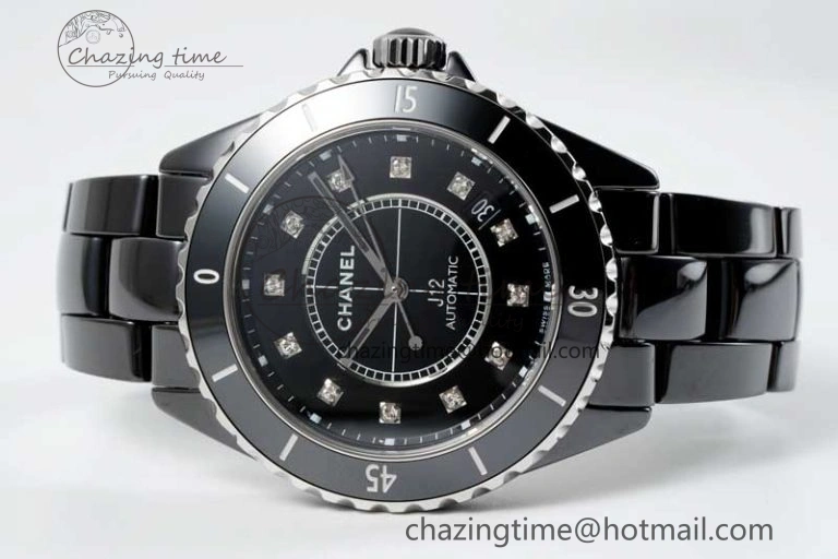 Colorful J13 38mm H5702 HTF 1:1 Best Edition Black Korea Ceramic Diamonds Markers Dial on Bracelet Calibre 12. 6468